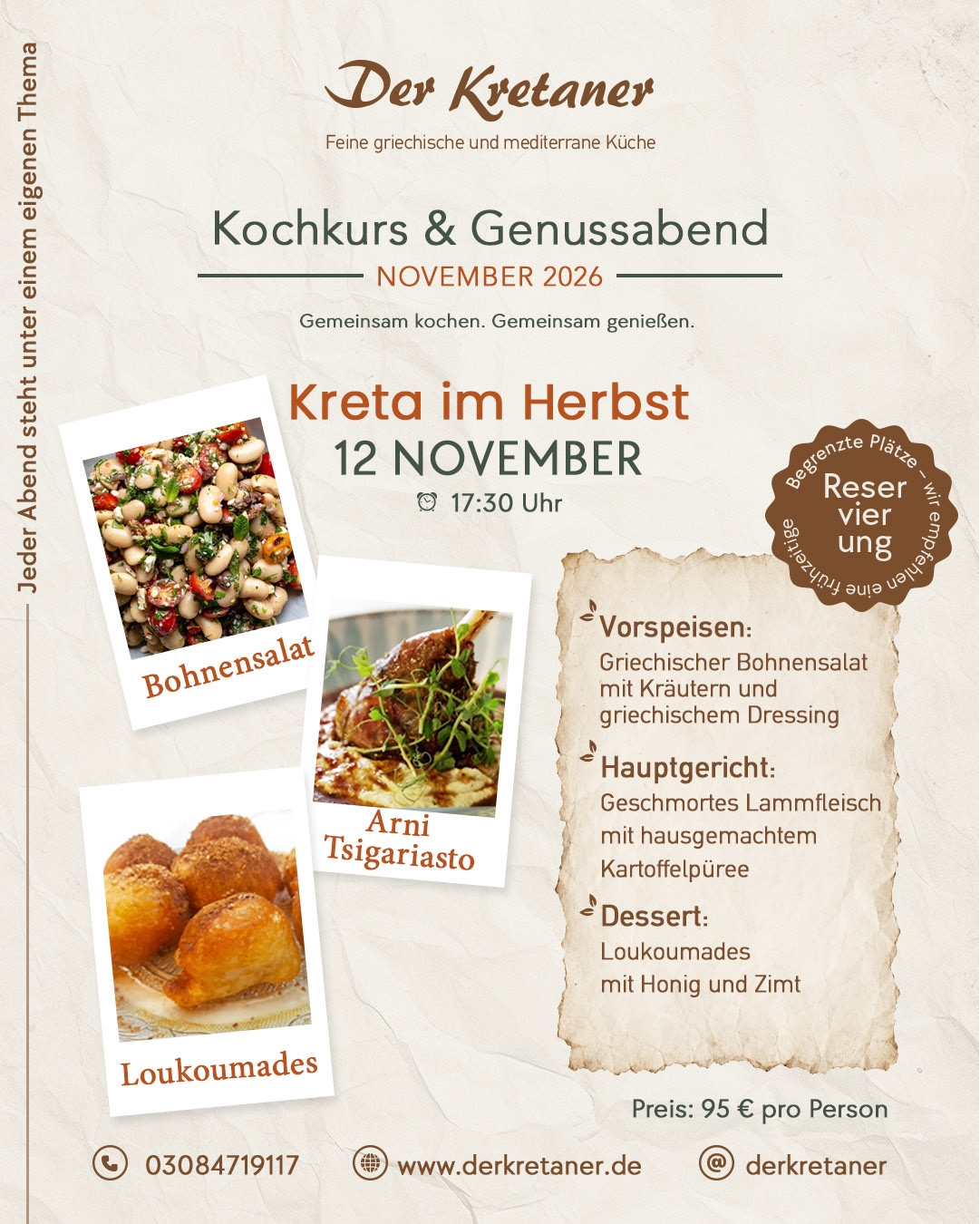 Kochkurs am 12.November Kretischer Lammabend
